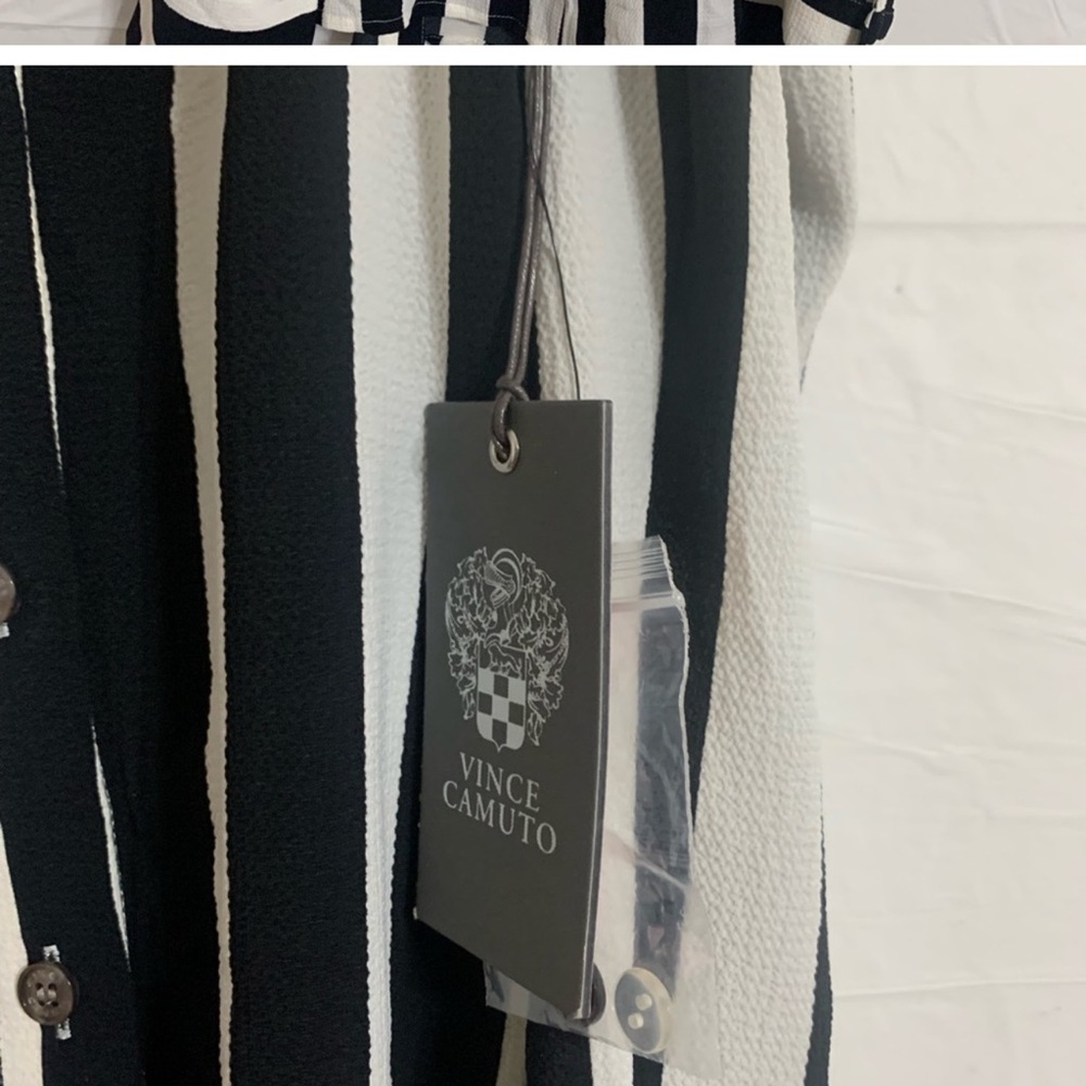 Vince Camuto Black and White Striped Blouse - Picture 4 of 6